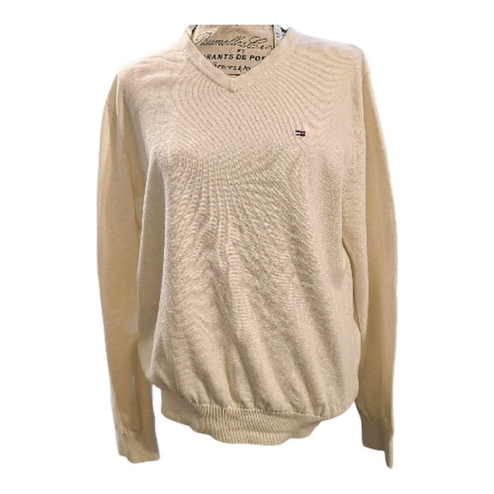 Tommy Hilfiger Mens Beige V-Neck Sweater Size Medium